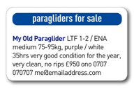 paraglider for sale ad