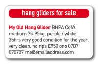 hang glider for sale ad